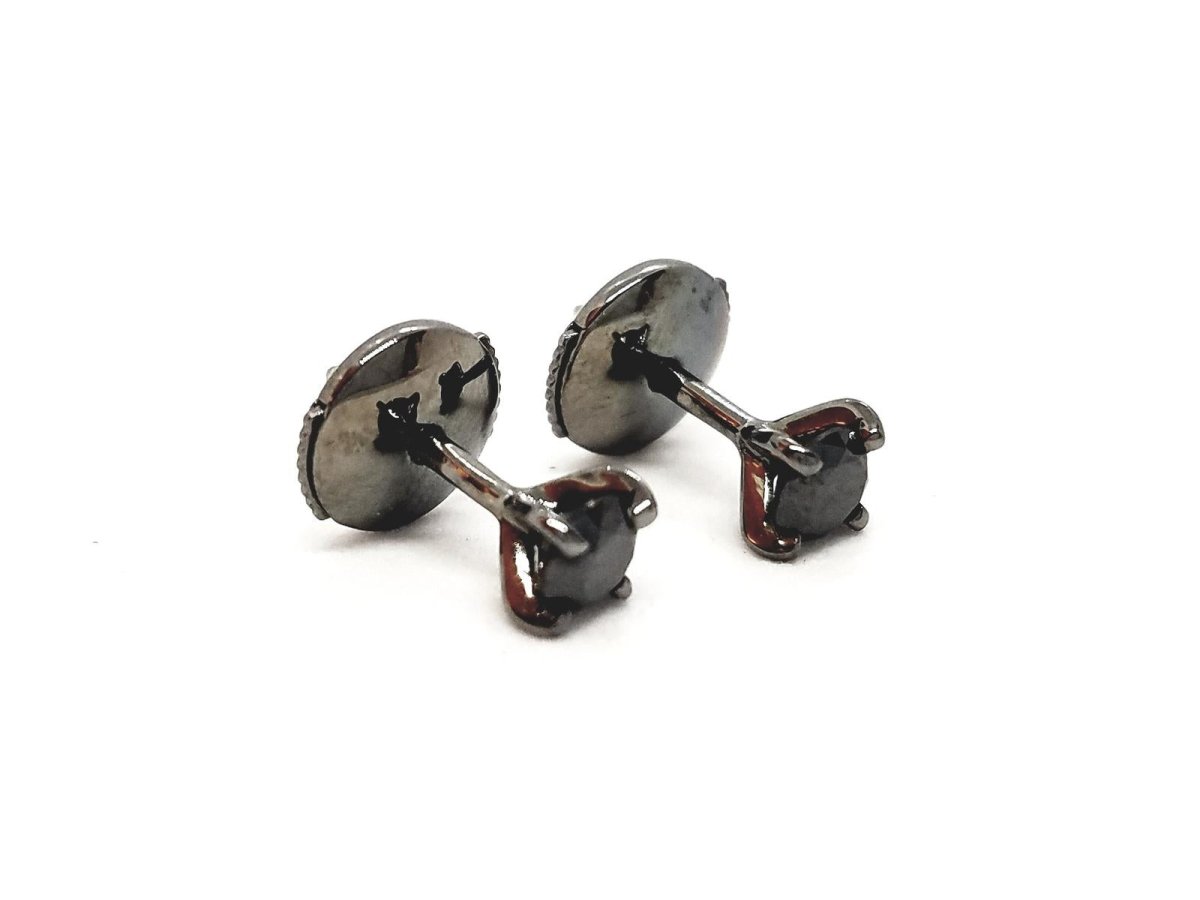 Boucles d'oreilles Puces Or noir Diamant - Castafiore
