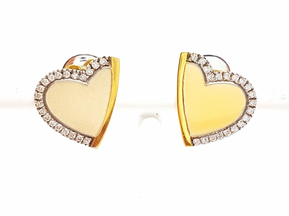 Boucles d'oreilles Puces ROBERTO COIN coeur, en 2 ors et diamant - Castafiore