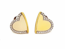 Boucles d'oreilles Puces ROBERTO COIN coeur, en 2 ors et diamant - Castafiore