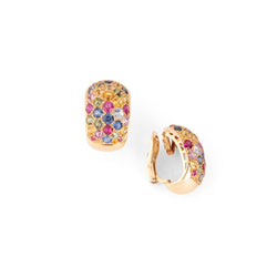 Boucles d'oreilles RENÉ BOIVIN en or jaune et saphirs de couleurs - Castafiore