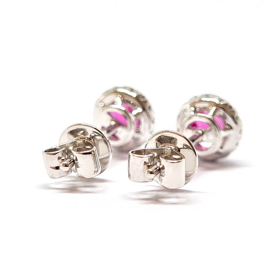 Boucles d’oreilles rubis rose diamants or blanc 18 carats - Castafiore
