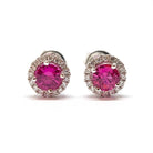Boucles d’oreilles rubis rose diamants or blanc 18 carats - Castafiore