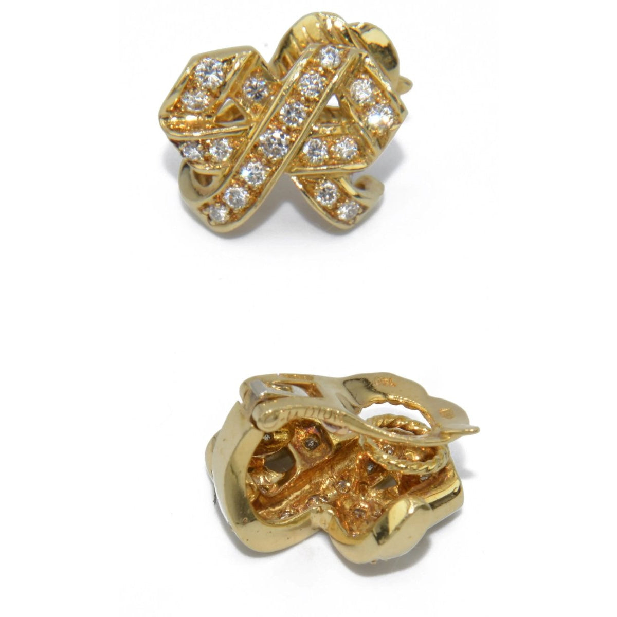 Boucles d'oreilles signée de la maison Dior en or jaune et diamant - Castafiore
