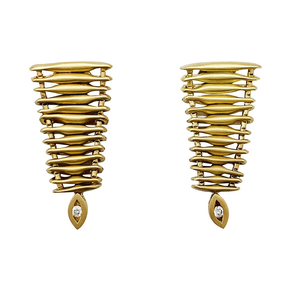 Boucles d'oreilles Stern "Filament" en or jaune et diamants - Castafiore