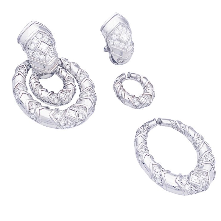 Boucles d’oreilles transformables REPOSSI en or blanc et diamants - Castafiore