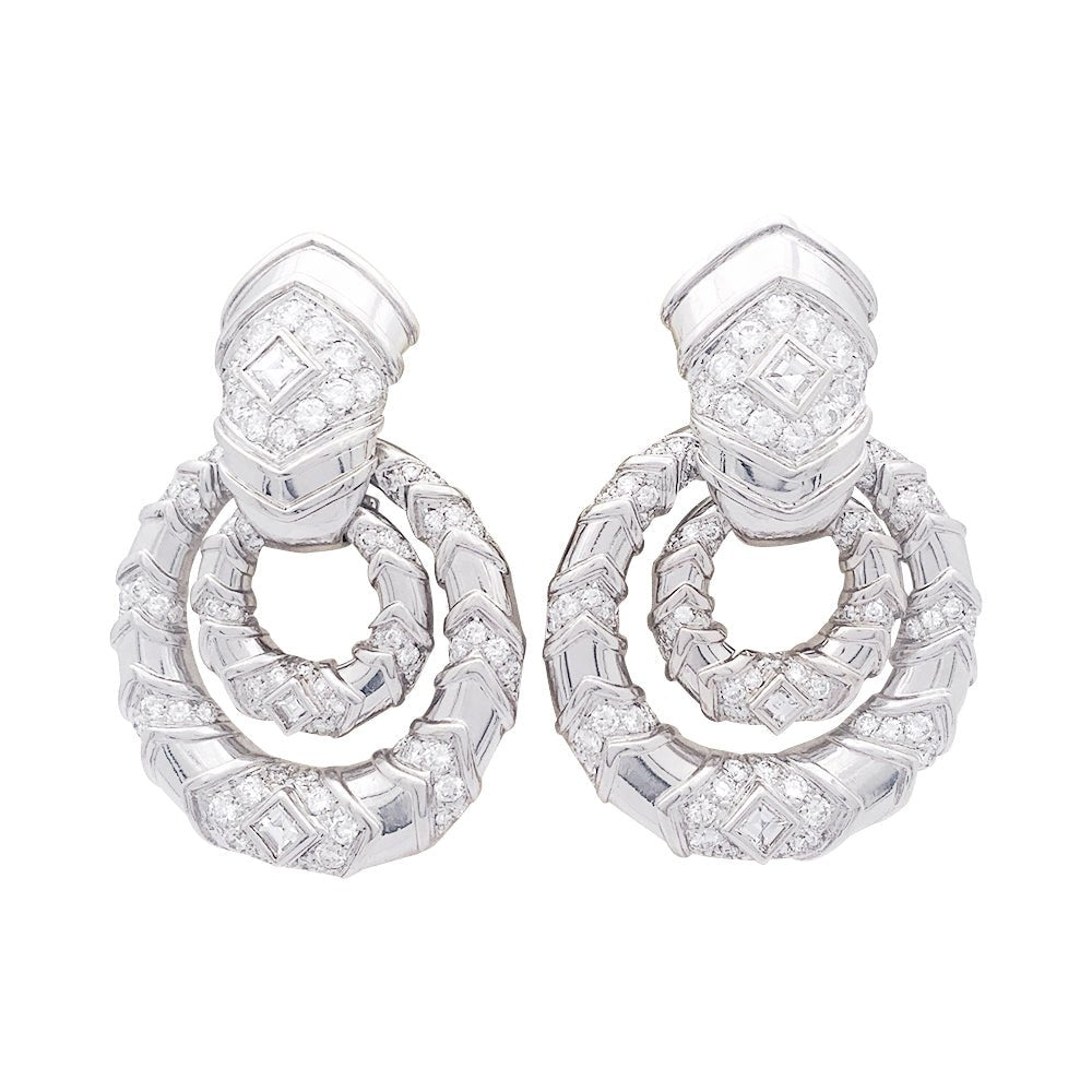 Boucles d’oreilles transformables REPOSSI en or blanc et diamants - Castafiore