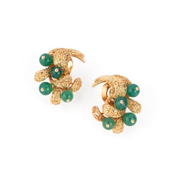 Boucles d'oreilles VAN CLEEF & ARPELS en or jaune et chrysoprases - Castafiore