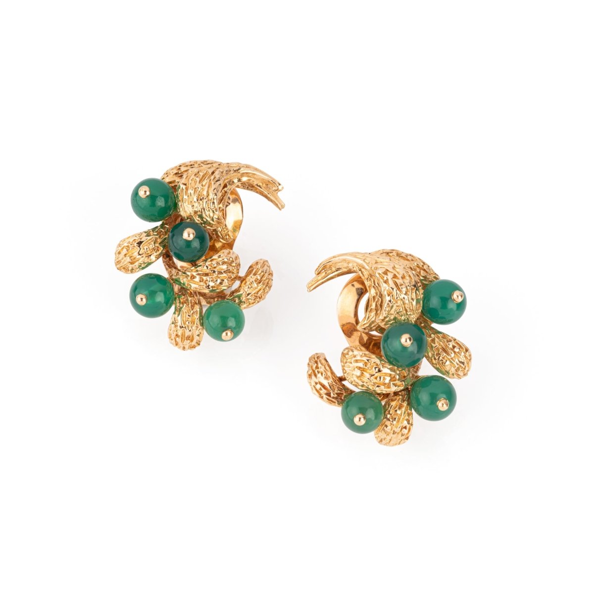 Boucles d'oreilles VAN CLEEF & ARPELS en or jaune et chrysoprases - Castafiore