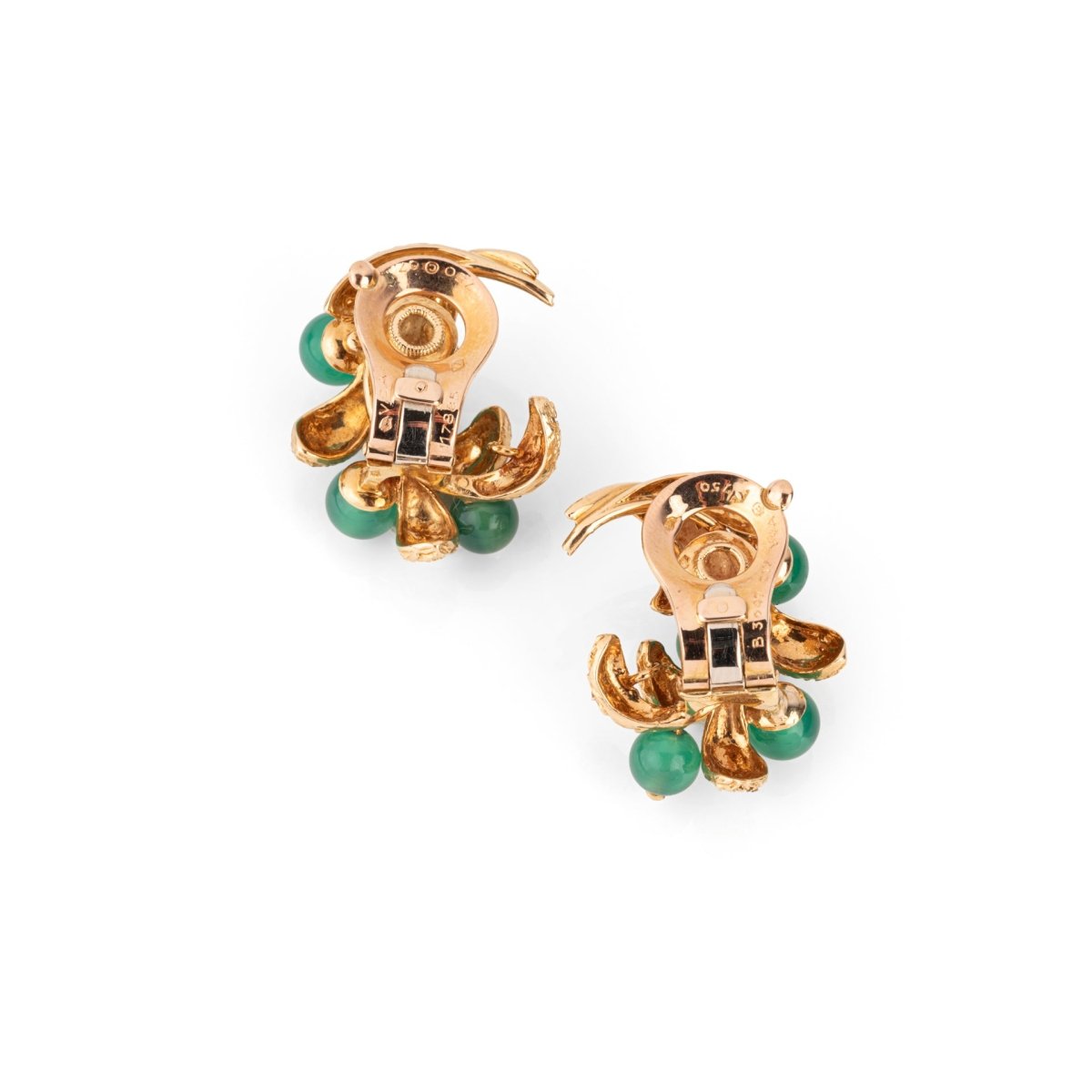 Boucles d'oreilles VAN CLEEF & ARPELS en or jaune et chrysoprases - Castafiore