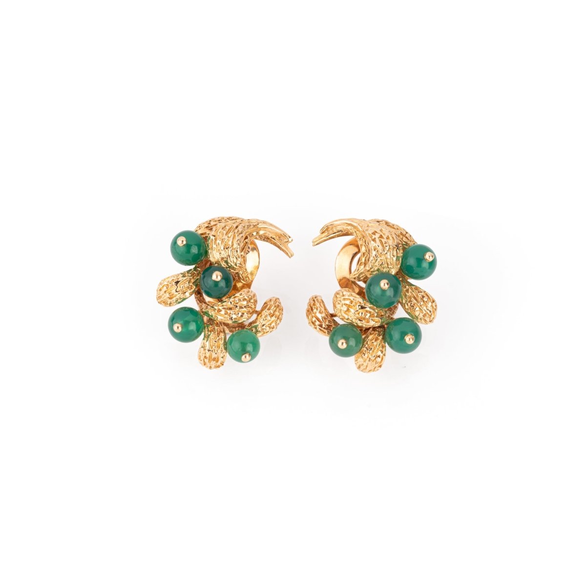 Boucles d'oreilles VAN CLEEF & ARPELS en or jaune et chrysoprases - Castafiore