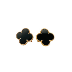 Boucles d'oreilles VAN CLEEF & ARPELS en or jaune et onyx - Castafiore