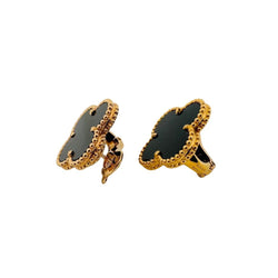 Boucles d'oreilles VAN CLEEF & ARPELS en or jaune et onyx - Castafiore