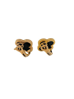 Boucles d'oreilles VAN CLEEF & ARPELS en or jaune et onyx - Castafiore