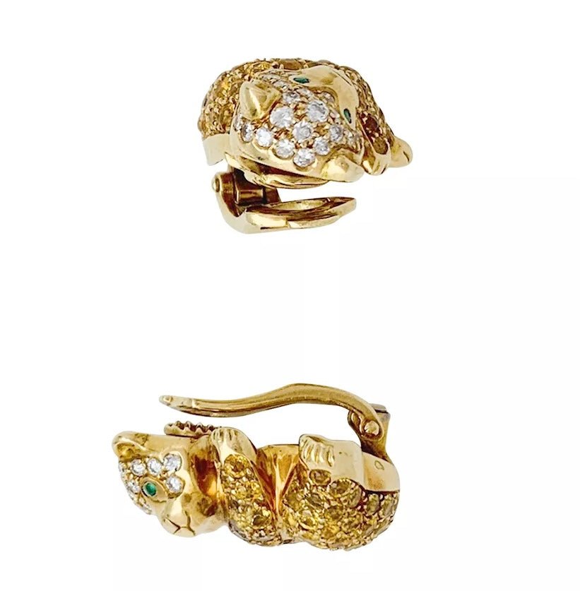 Boucles d’oreilles VAN CLEEF & ARPELS "Oursons" en or jaune, saphir et diamants - Castafiore