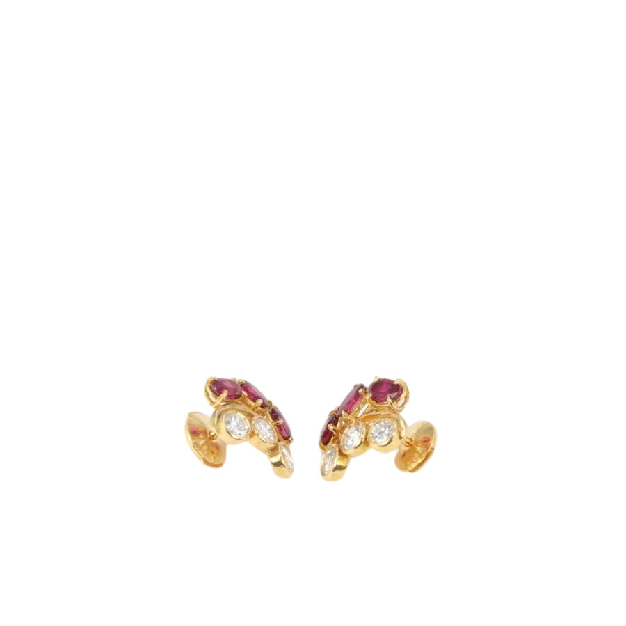 Boucles d’oreilles vintage en or, diamants et grenats - Castafiore