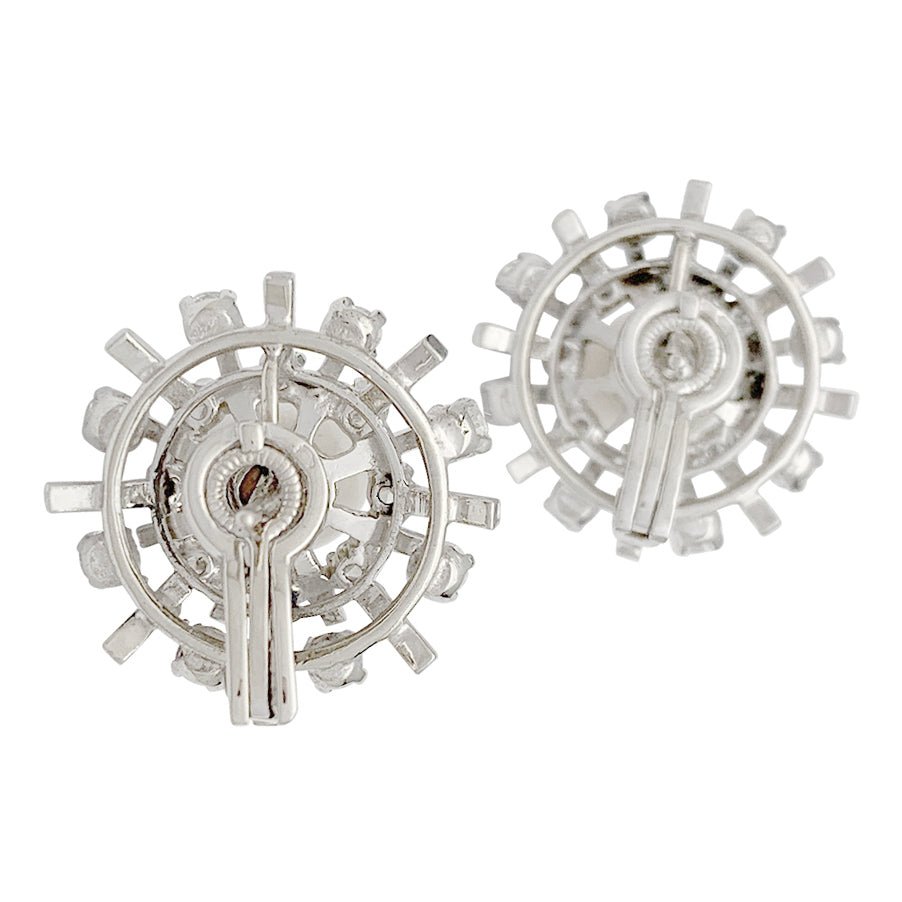 Boucles d'oreilles vintage or blanc, diamants, perles - Castafiore