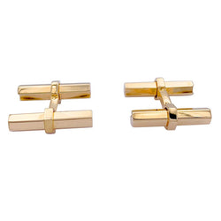 Boutons de manchette Cartier en or jaune, acier, onyx et aventurine - Castafiore