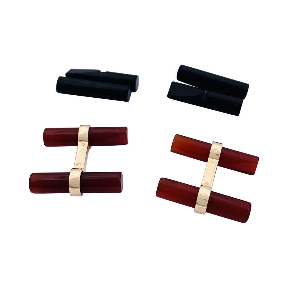 Boutons de manchette Cartier or jaune, bâtonnets interchangeables. - Castafiore