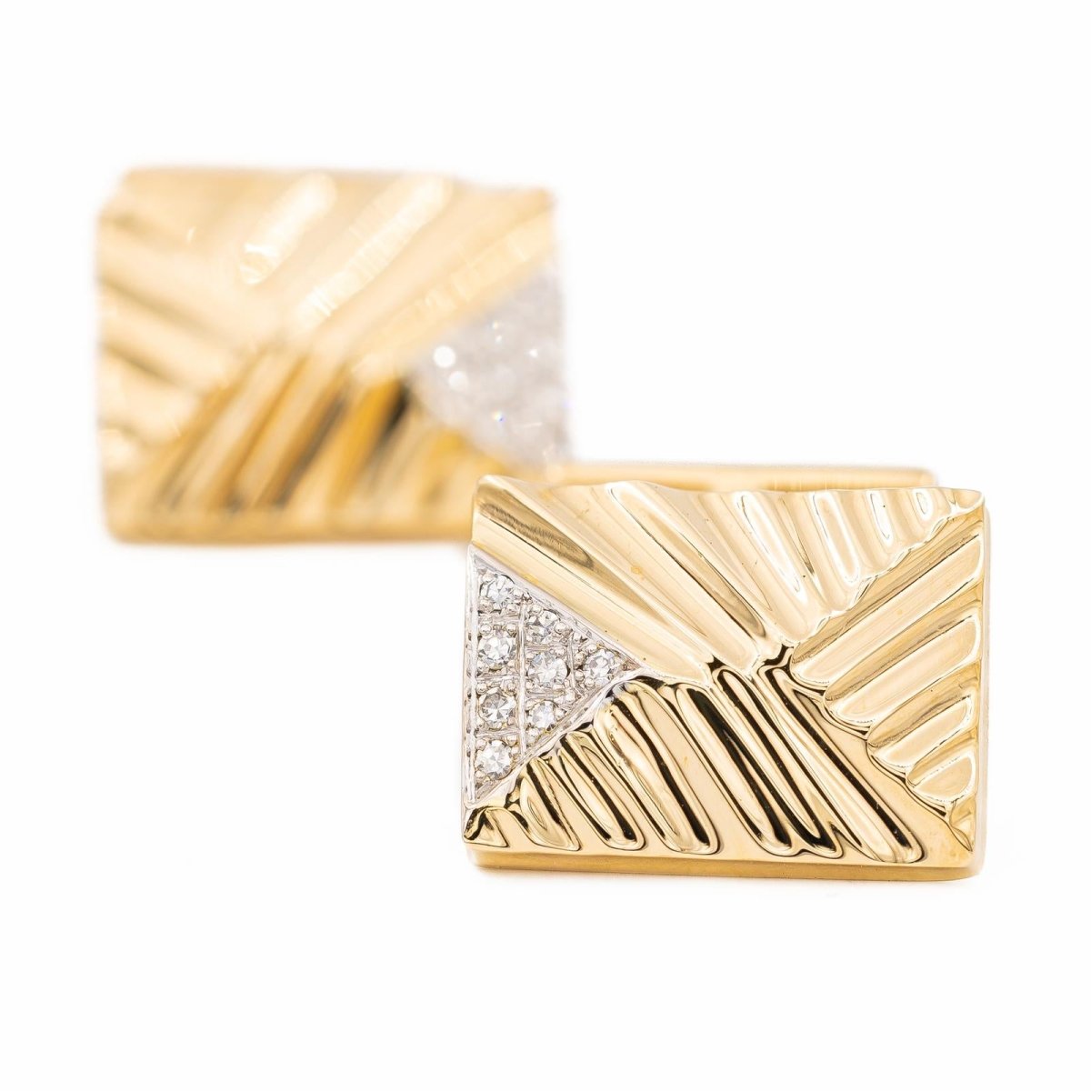 Boutons de manchette en or jaune et diamants - Castafiore