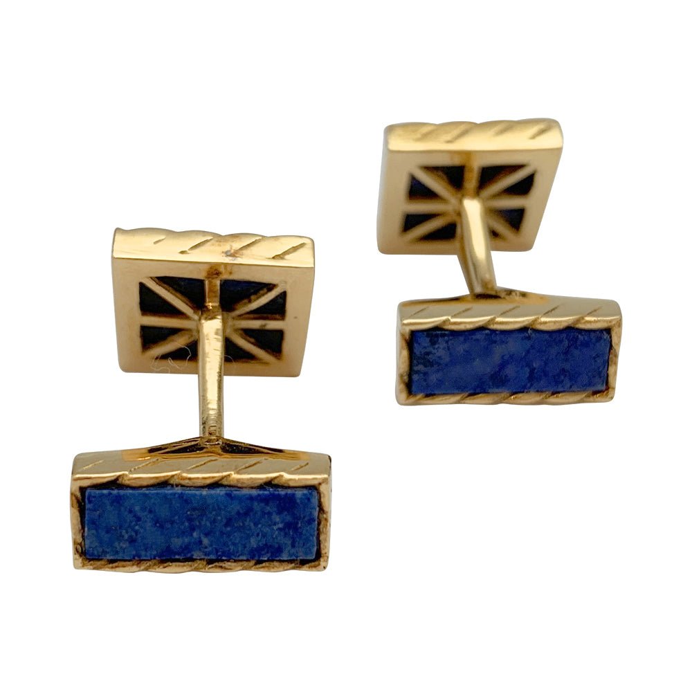 Boutons de manchette en or jaune et lapis lazuli - Castafiore