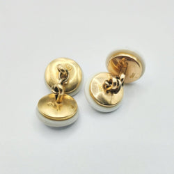 Boutons de manchette en or jaune et résine blanche - Castafiore