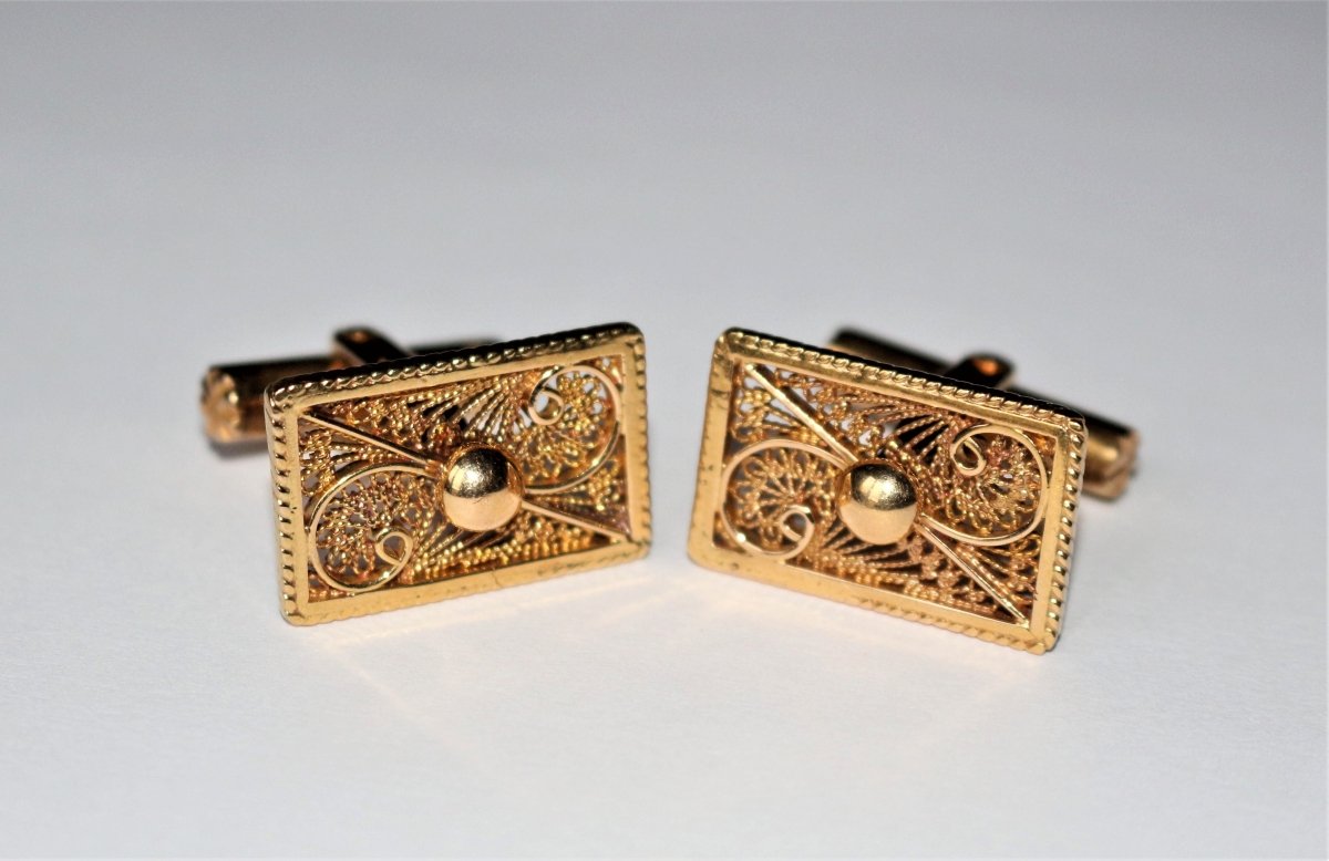 Boutons de Manchette en or jaune filigrané - Castafiore