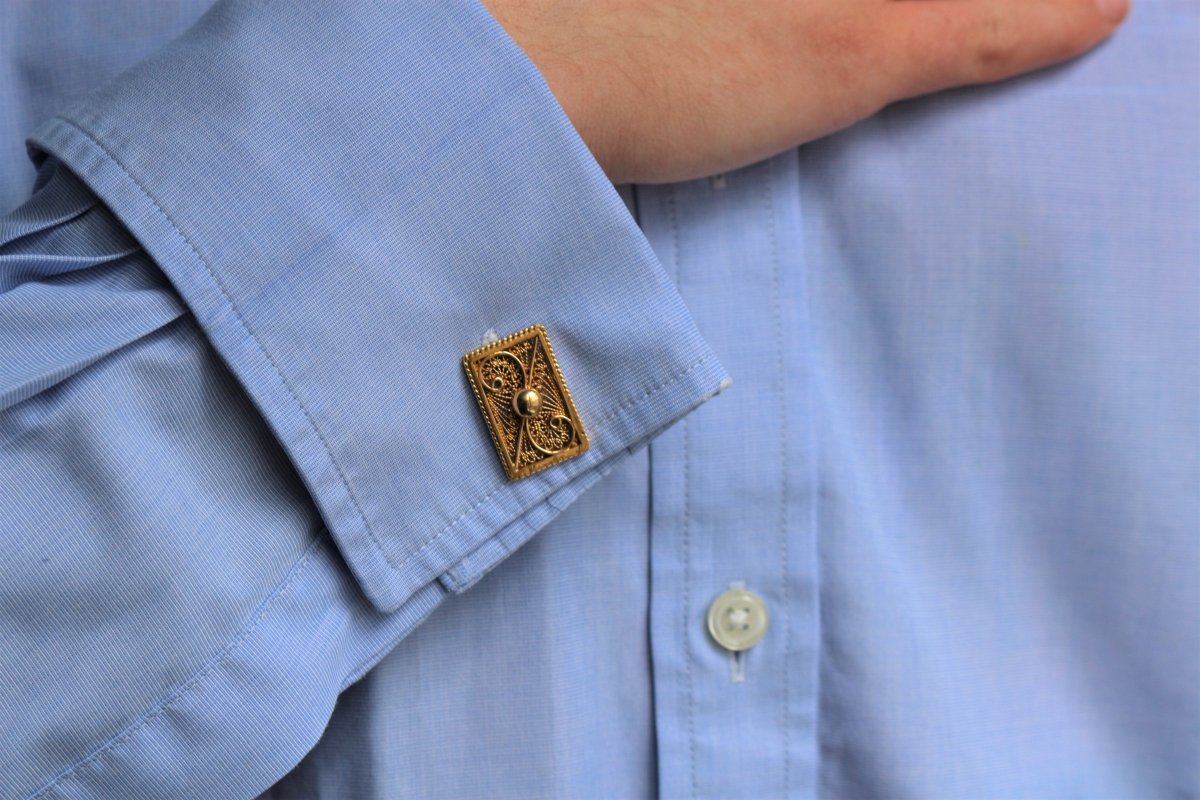 Boutons de Manchette en or jaune filigrané - Castafiore