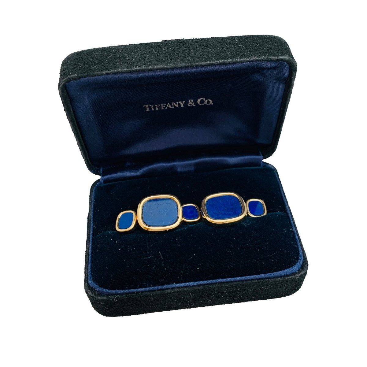 Boutons de manchette et de col TIFFANY & CO. , or et lapis lazuli - Castafiore
