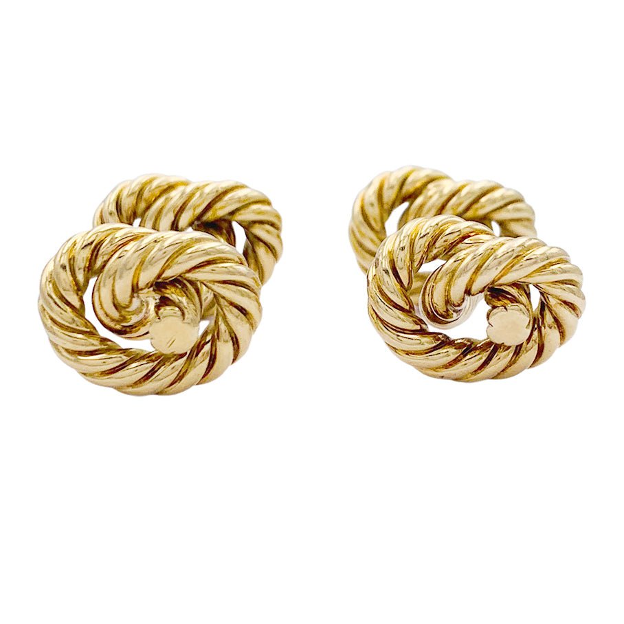 Boutons de manchette HERMÈS "Noeuds" en or jaune - Castafiore