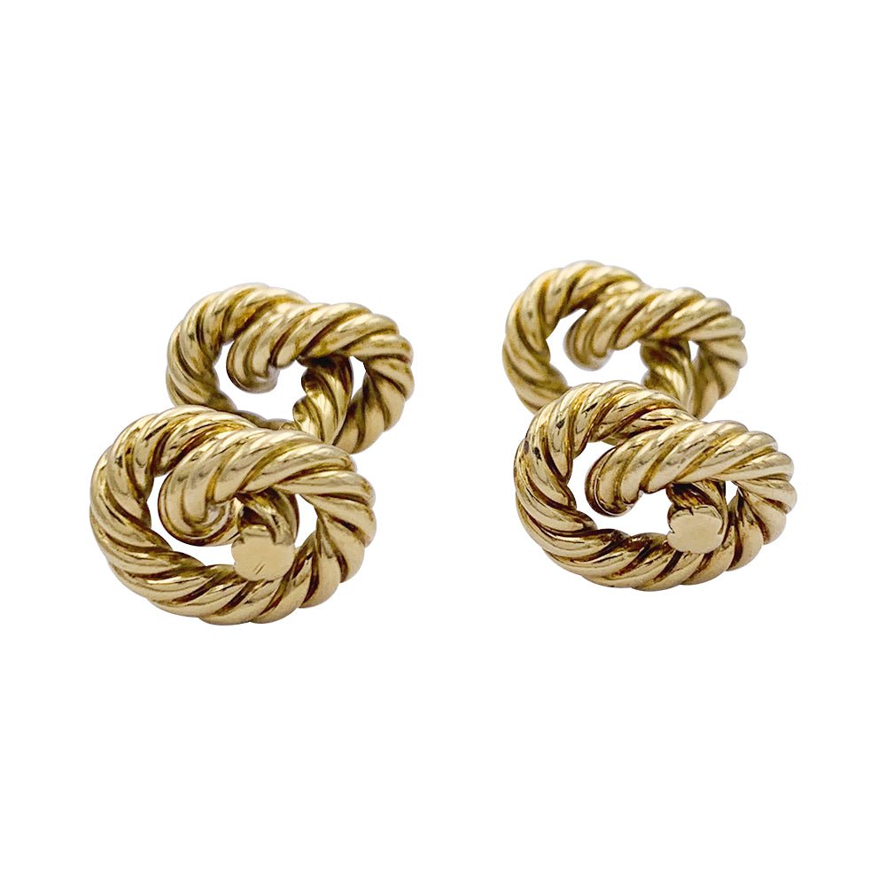 Boutons de manchette HERMÈS "Noeuds" en or jaune - Castafiore