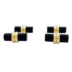 Boutons de Manchette POIRAY en or jaune et onyx - Castafiore