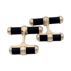 Boutons de manchette VAN CLEEF & ARPELS en or jaune et onyx - Castafiore