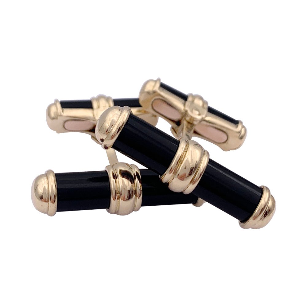 Boutons de manchette VAN CLEEF & ARPELS en or jaune et onyx - Castafiore