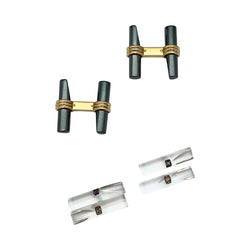 Boutons de manchette VAN CLEEF & ARPELS en or jaune, quartz et hématites - Castafiore