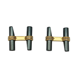 Boutons de manchette VAN CLEEF & ARPELS en or jaune, quartz et hématites - Castafiore