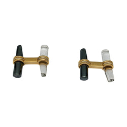 Boutons de manchette VAN CLEEF & ARPELS en or jaune, quartz et hématites - Castafiore