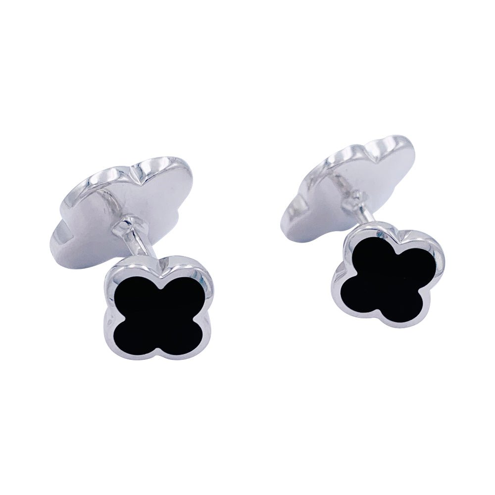 Boutons de manchette Van Cleef & Arpels, "Pure Alhambra", or blanc, onyx. - Castafiore