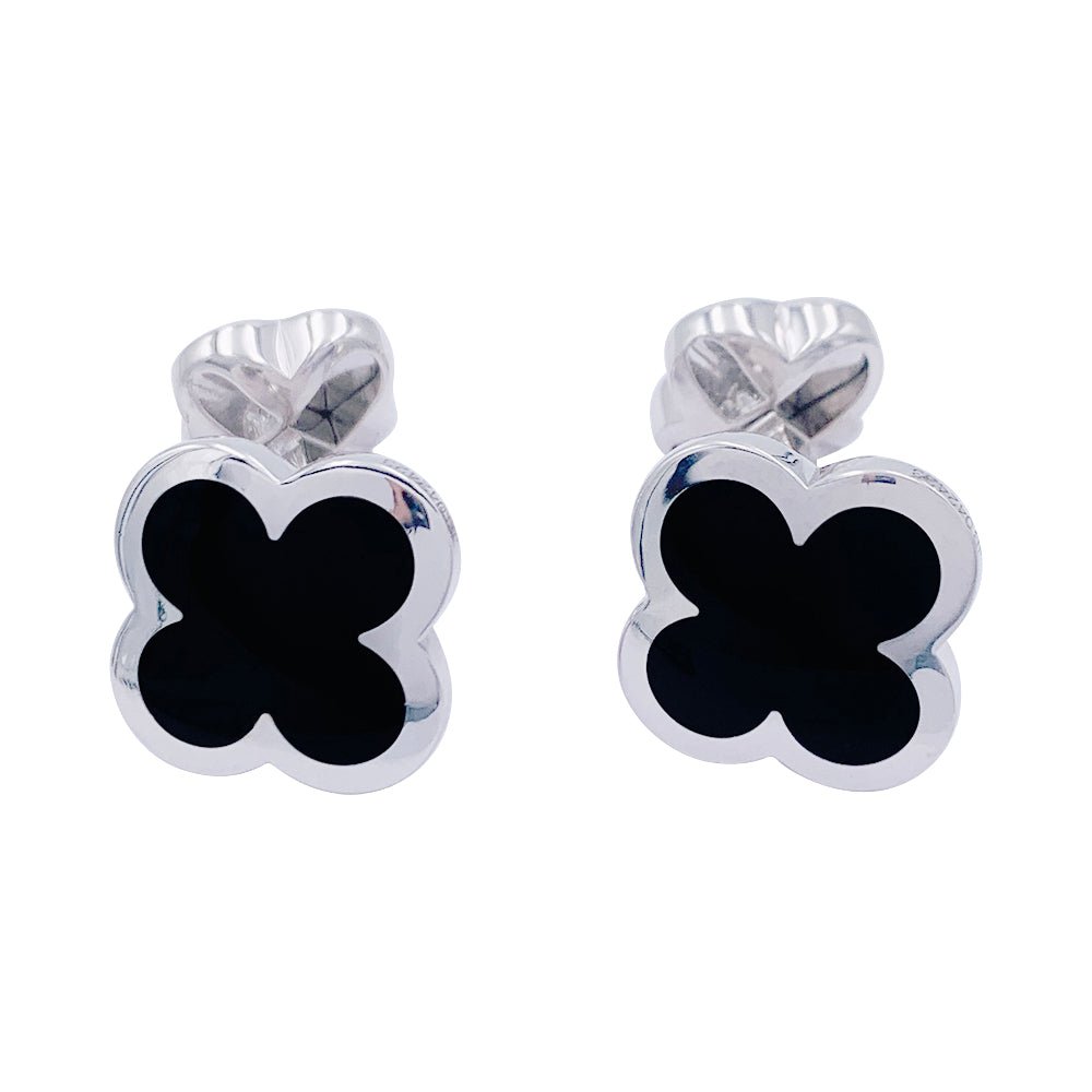 Boutons de manchette Van Cleef & Arpels, "Pure Alhambra", or blanc, onyx. - Castafiore