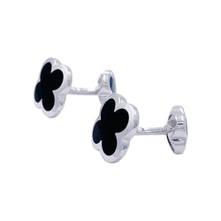 Boutons de manchette Van Cleef & Arpels, "Pure Alhambra", or blanc, onyx. - Castafiore