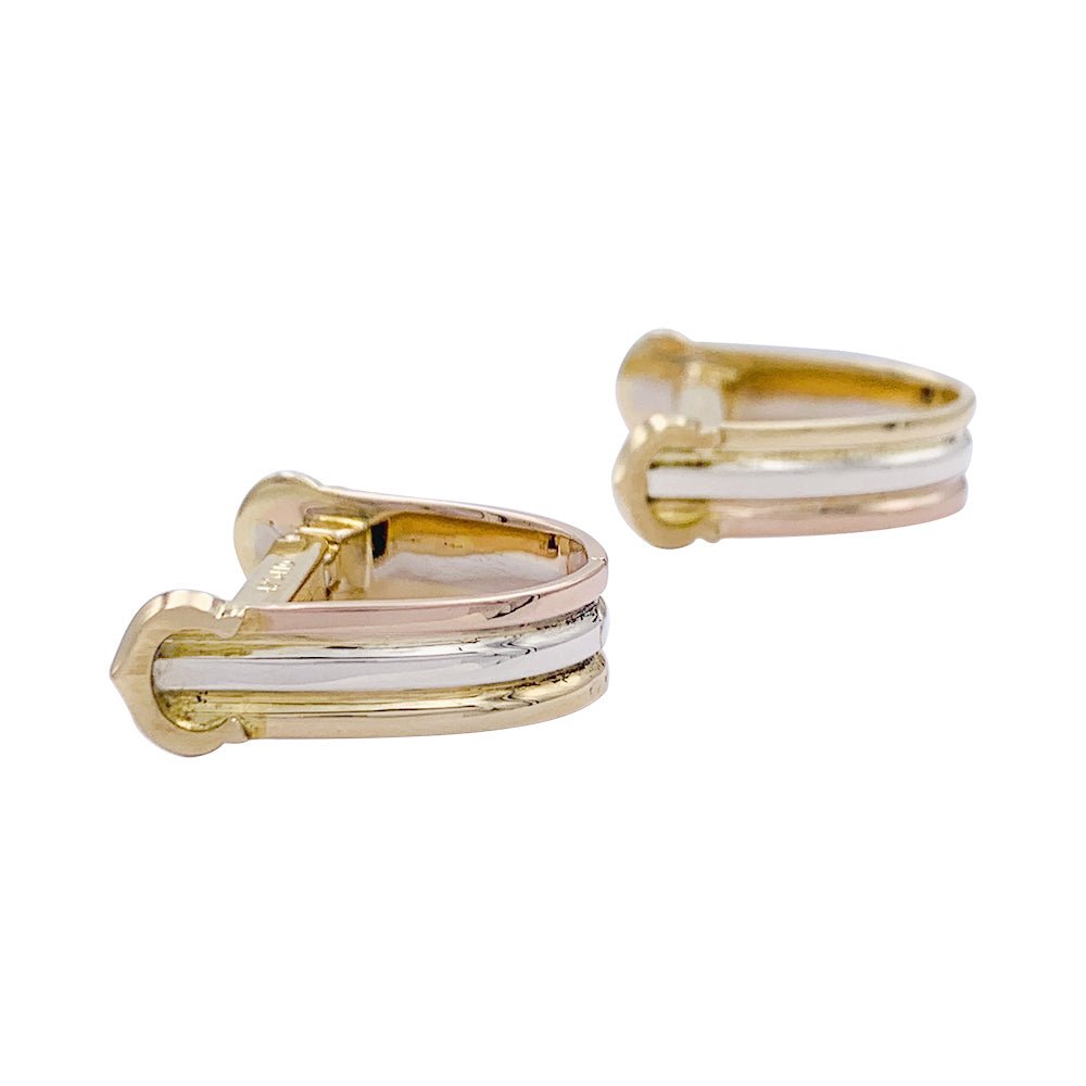 Boutons de manchettes Cartier "Mini Ressort CC" trois ors - Castafiore