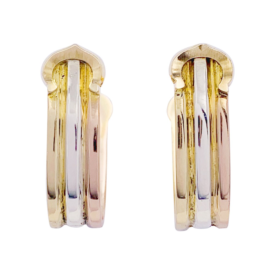 Boutons de manchettes Cartier "Mini Ressort CC" trois ors - Castafiore