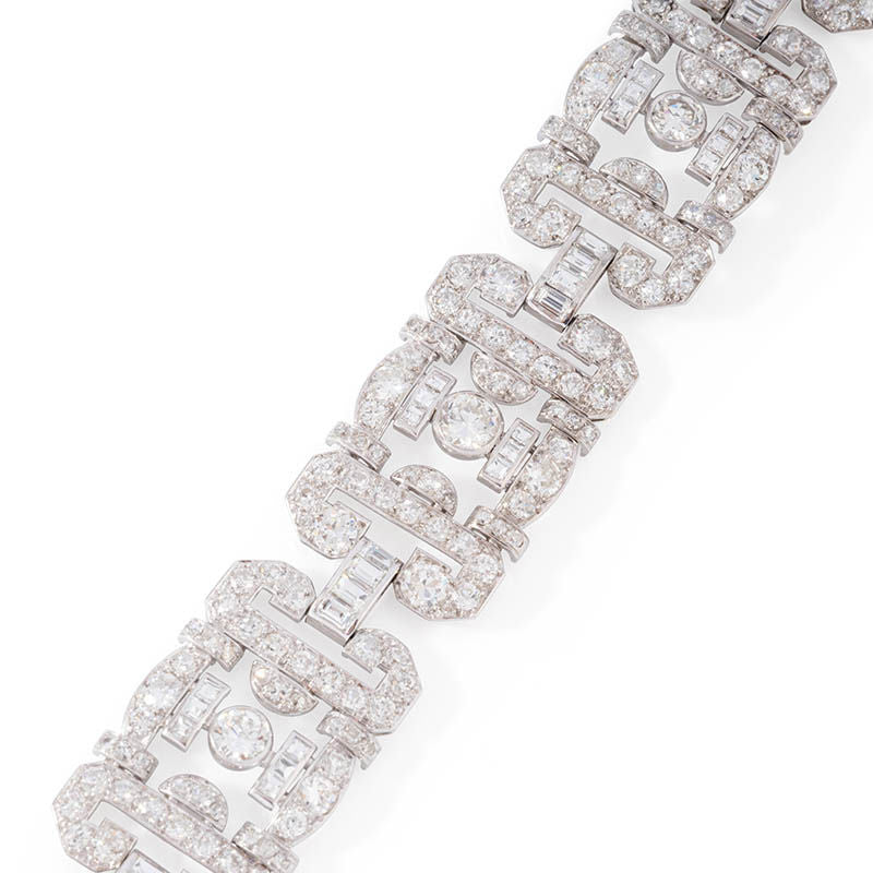 Bracelet Art Déco en platine et diamants - Castafiore