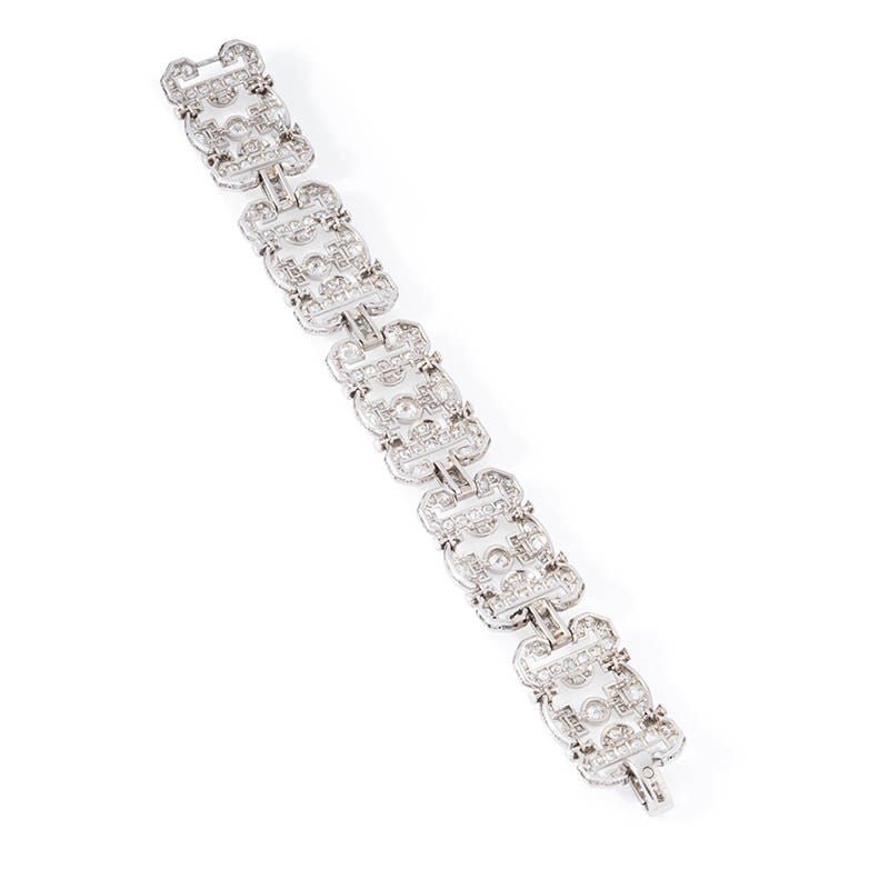 Bracelet Art Déco en platine et diamants - Castafiore