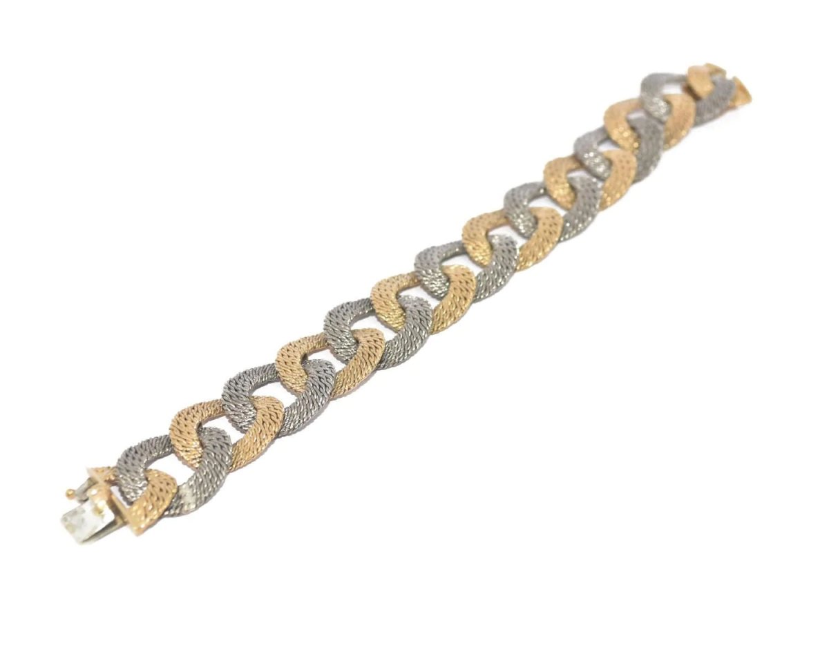 Bracelet bi-colore maille gourmette tissée Georges Lenfant - Castafiore