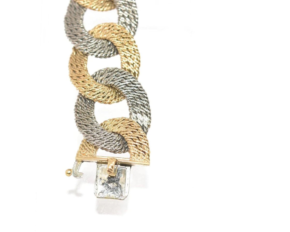 Bracelet bi-colore maille gourmette tissée Georges Lenfant - Castafiore