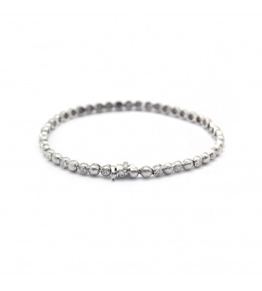 Bracelet boules en or blanc et diamants - Castafiore