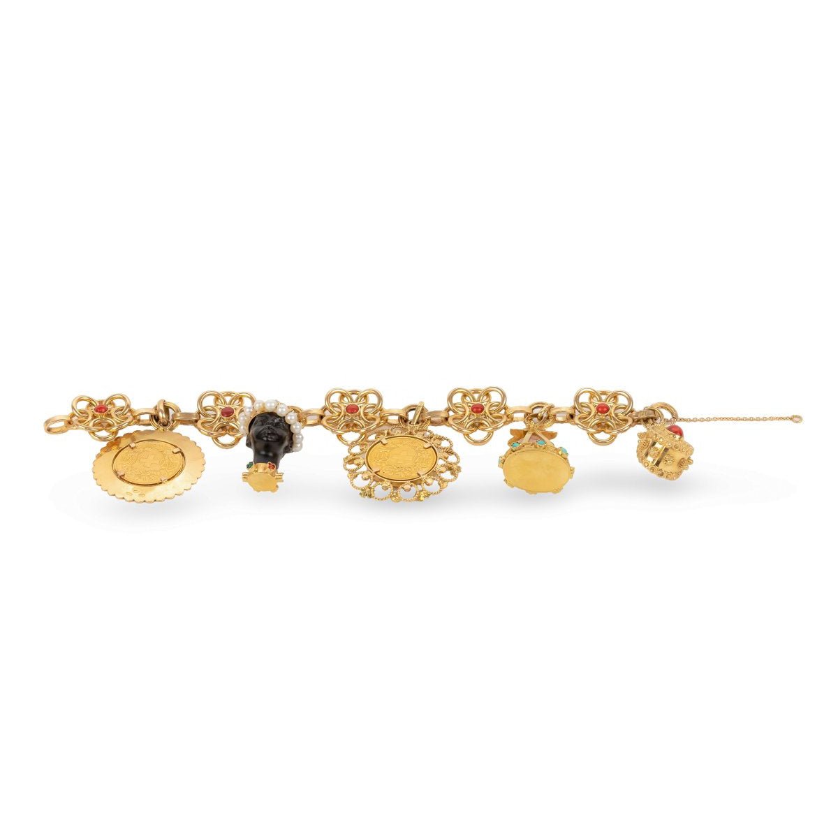Bracelet Breloque en or jaune et corail - Castafiore
