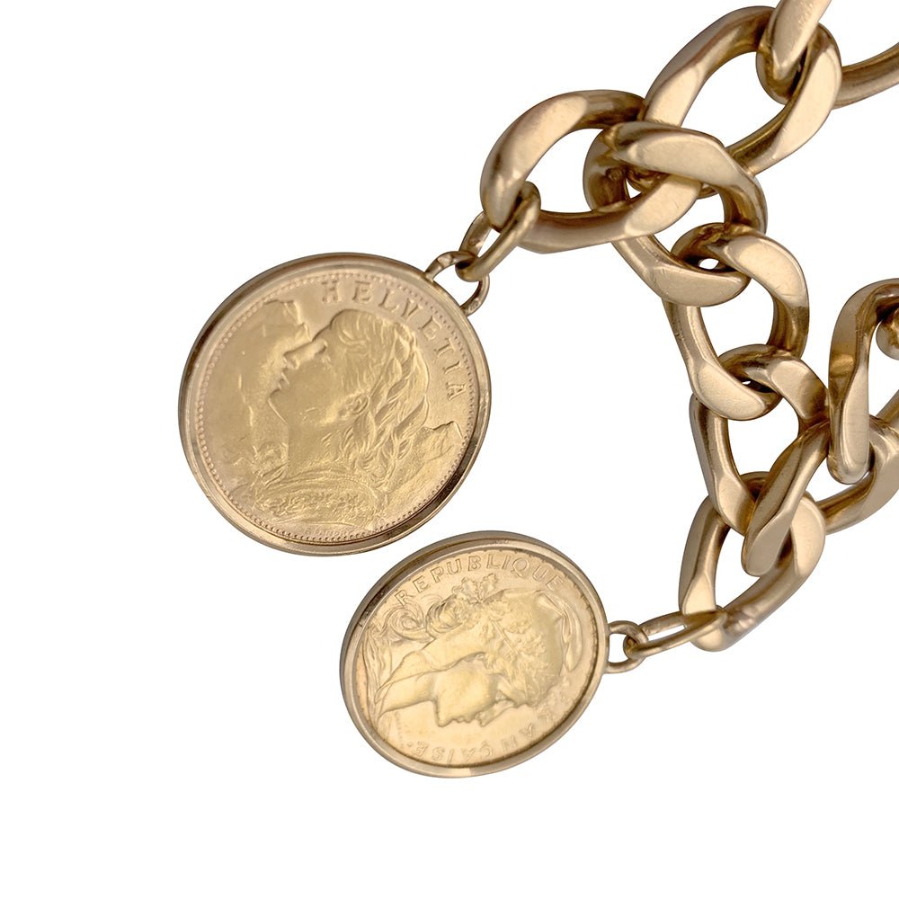 Bracelet breloques pièces de monnaie et sceau - Castafiore