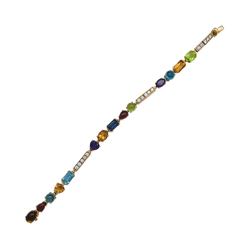Bracelet BULGARI, "Allegra", or jaune, diamants, pierres de couleurs - Castafiore