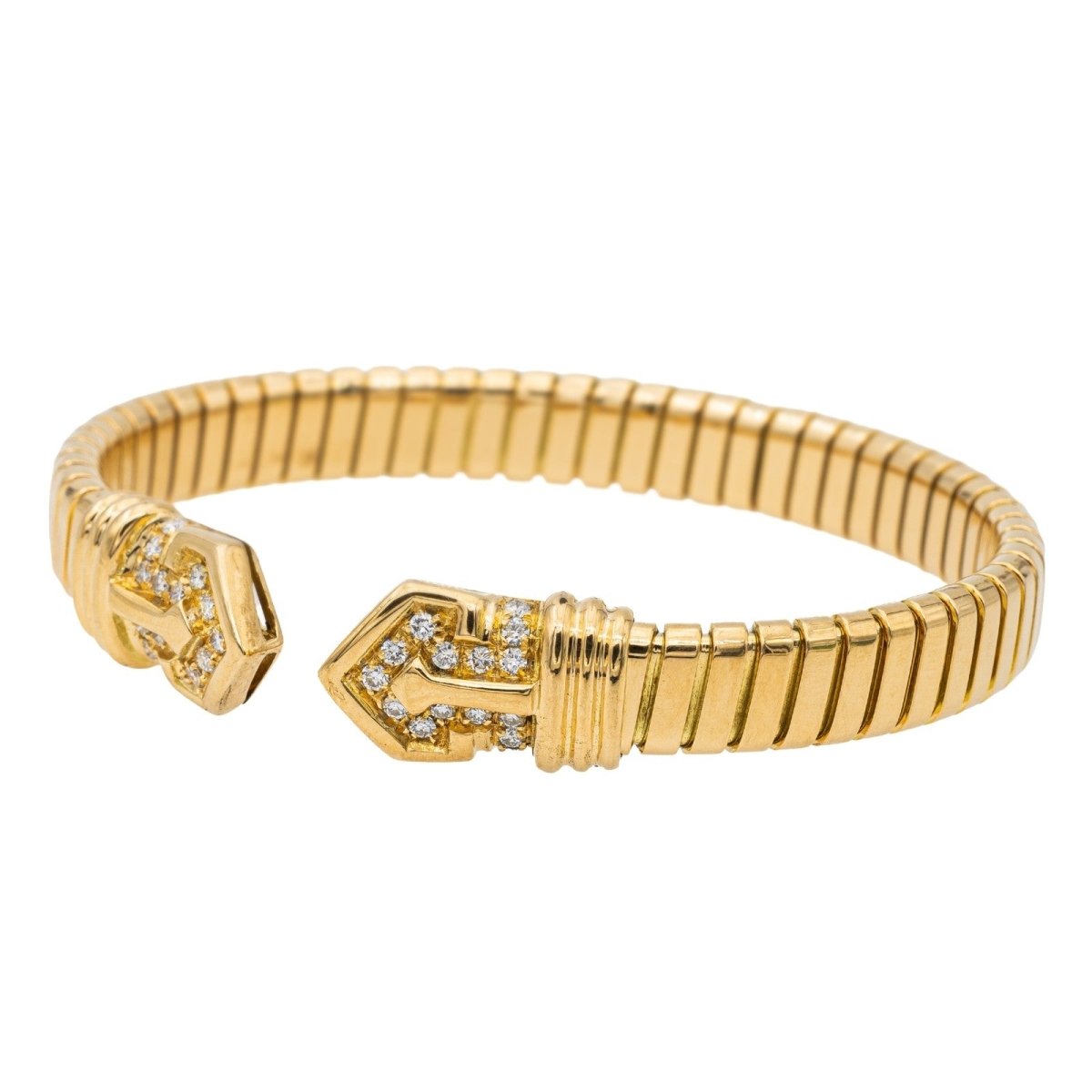 Bracelet Bulgari maille Tubogas , Or jaune et Diamants - Castafiore